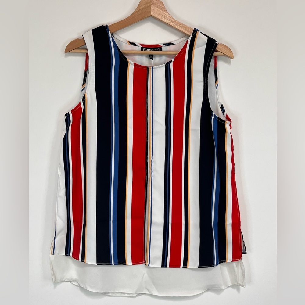 GG Collection Multicolor Striped Sleeveless Blouse